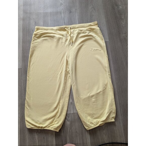 Calvin Klein Womens Yellow Drawstring Capri Pants XL Cotton Blend Lounge Wear - Picture 1 of 6